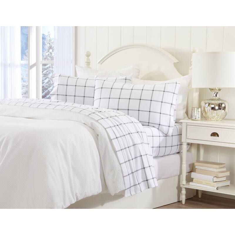 Great Bay Home Extra Soft 100% Turkish Cotton Flannel Printed Bed Sheet Set