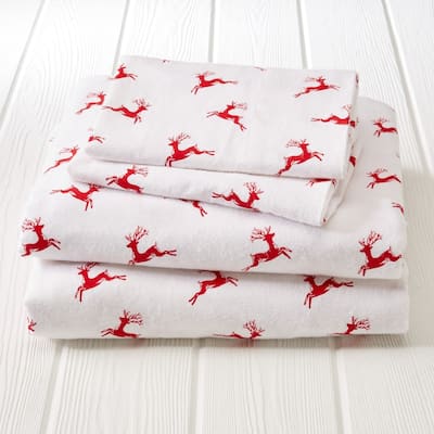 Great Bay Home Extra Soft 100% Turkish Cotton Flannel Printed Bed Sheet Set