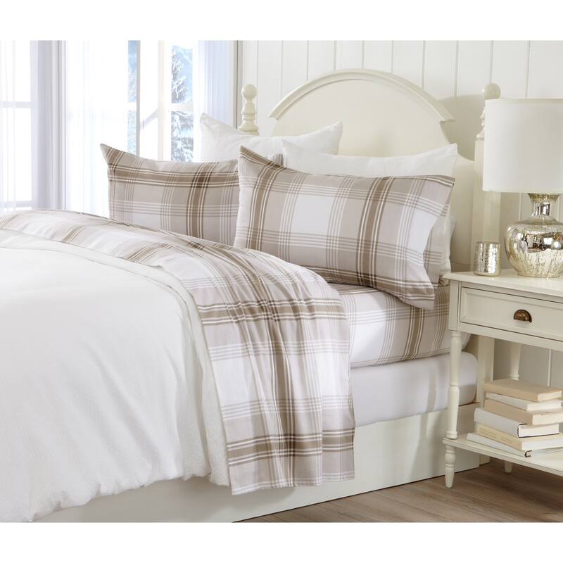 Great Bay Home Extra Soft 100% Turkish Cotton Flannel Printed Bed Sheet Set