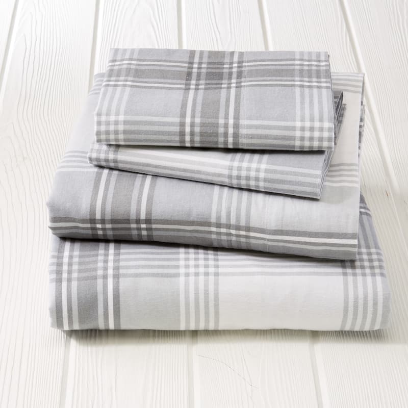 Great Bay Home Extra Soft 100% Turkish Cotton Flannel Printed Bed Sheet Set