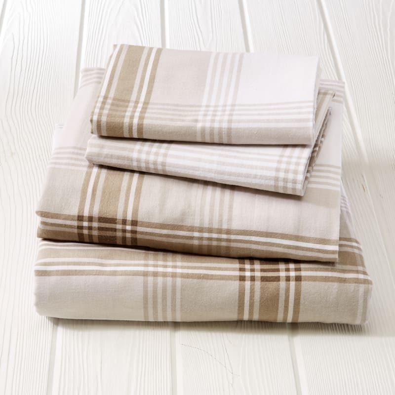 Great Bay Home Extra Soft 100% Turkish Cotton Flannel Printed Bed Sheet Set