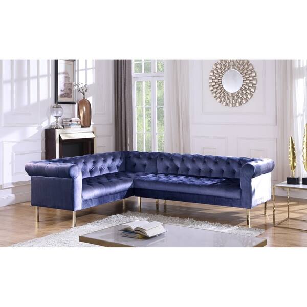 slide 2 of 23, Chic Home Julian Velvet Upholstered Left Facing Sectional Sofa