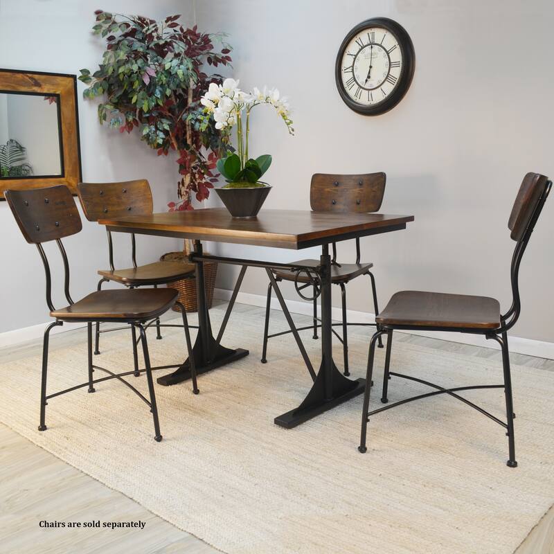 Rhett Adjustable Elm and Black Table - Brown