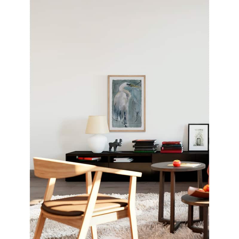 'Perched Crane' Framed Painting Print - Multi-Color