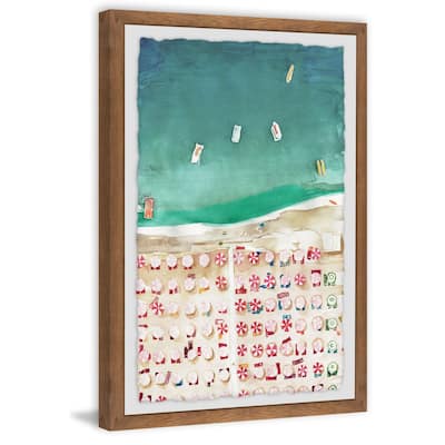 'Packed Beach II' Framed Painting Print - Multi-Color