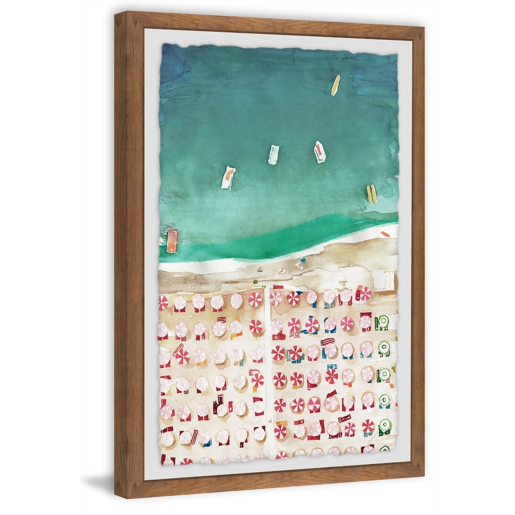 'Packed Beach II' Framed Painting Print - Multi-Color