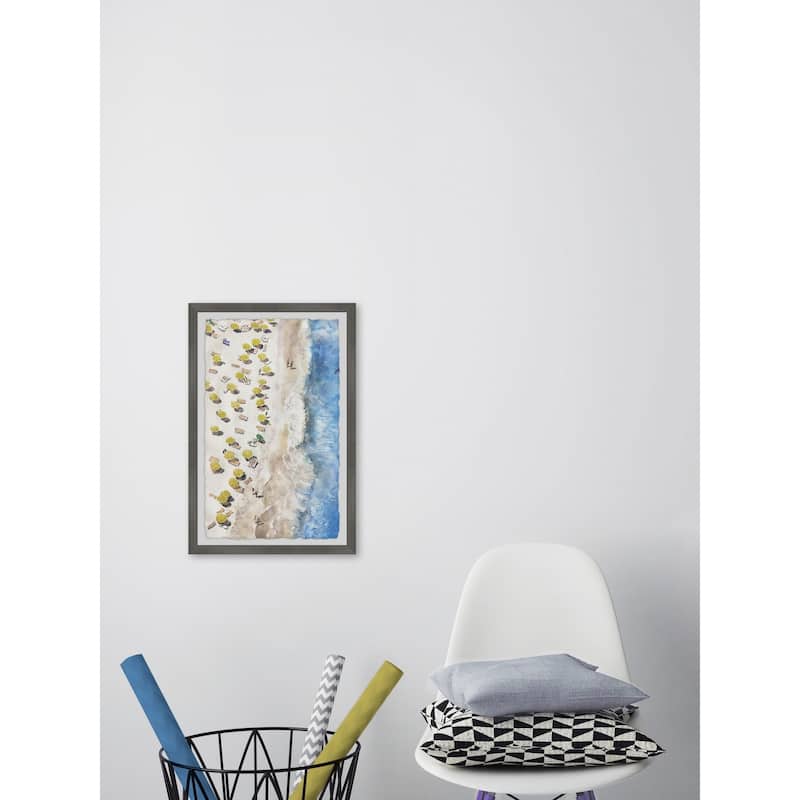 'Yellow Sunshade' Framed Painting Print - Multi-Color