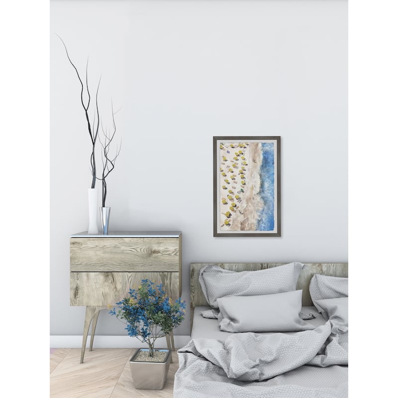'Yellow Sunshade' Framed Painting Print - Multi-Color