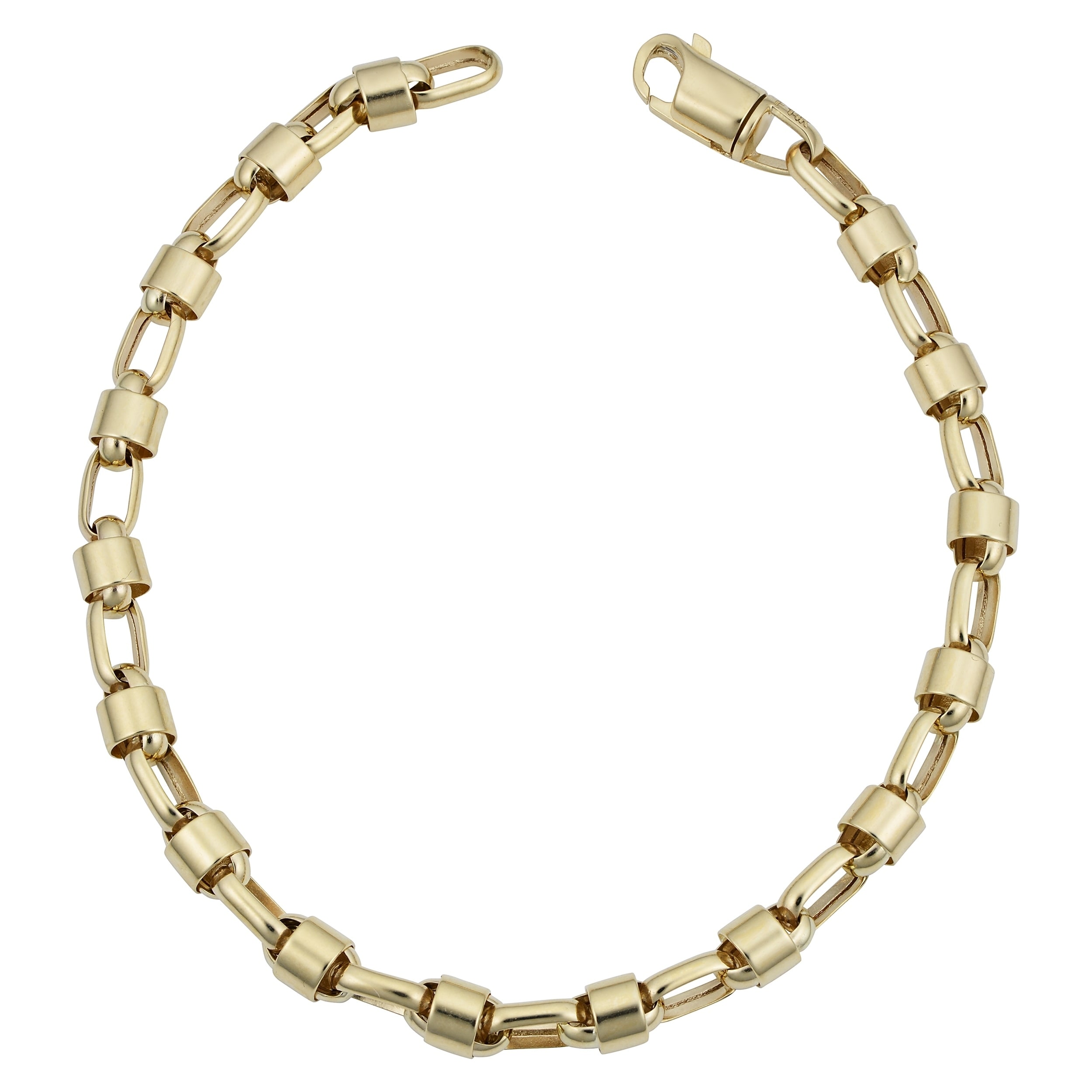Fremada Men's 14k Yellow Gold 5.5 millimeters Bullet Link Bracelet (9 inches)
