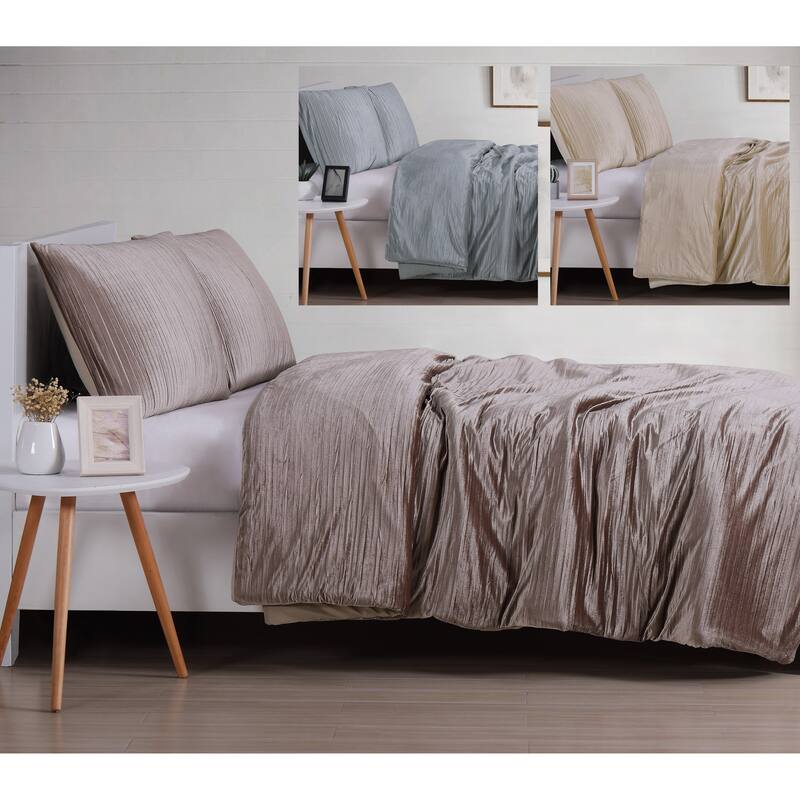 Christian Siriano NY® Crinkle Luster Velvet 3 Piece Duvet Cover Set