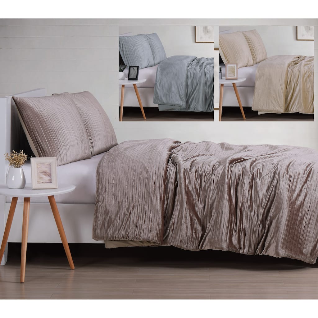 Christian Siriano NY® Crinkle Luster Velvet 3 Piece Duvet Cover Set