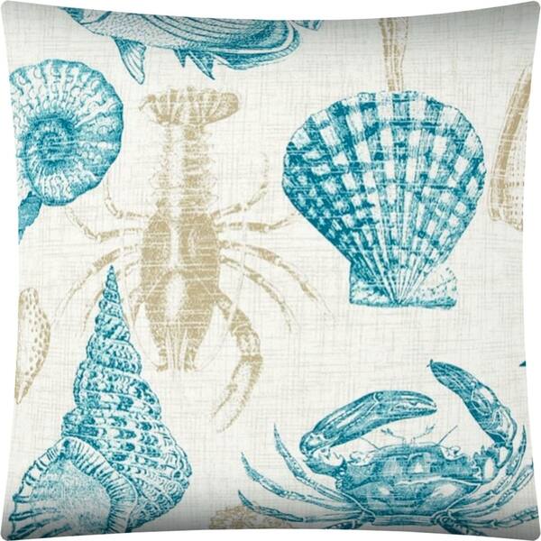 slide 1 of 2, Joita UNDER THE SEA Teal Indoor/Outdoor - Zippered Pillow Cover