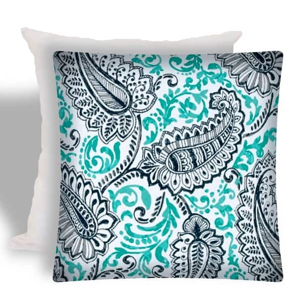 slide 1 of 2, Joita PALMETTO Navy/Turquoise Indoor/Outdoor - Zippered Pillow Cover with Insert