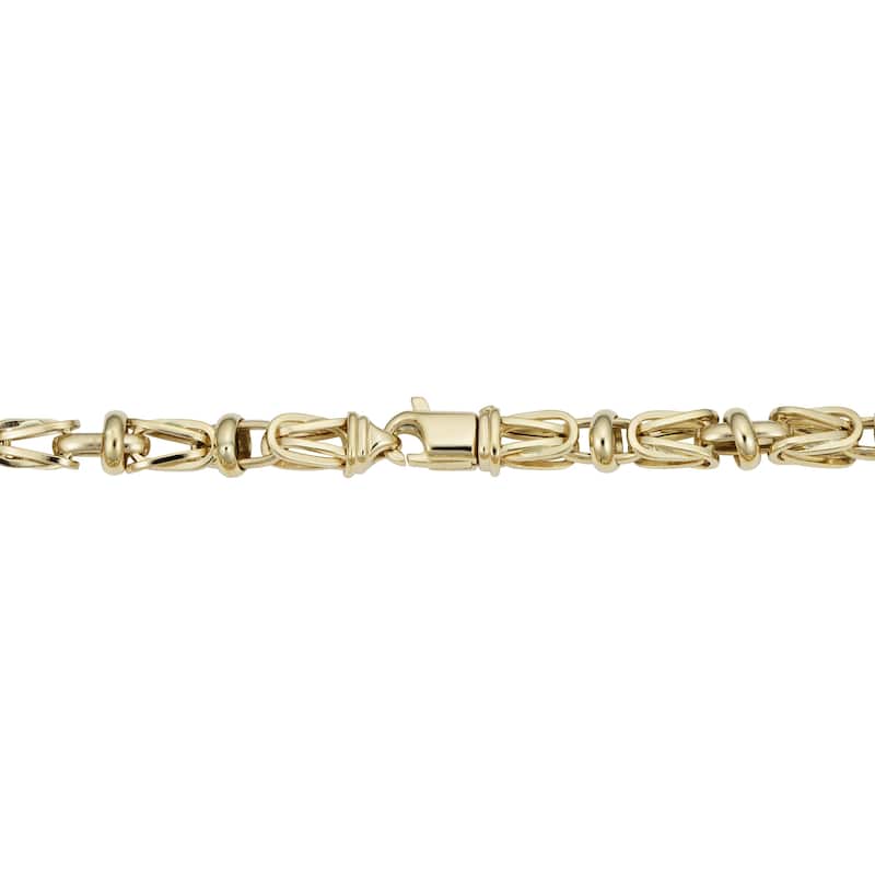Men's 14k Yellow Gold 5 millimeters Square Byzantine Bracelet (8.75 inches)