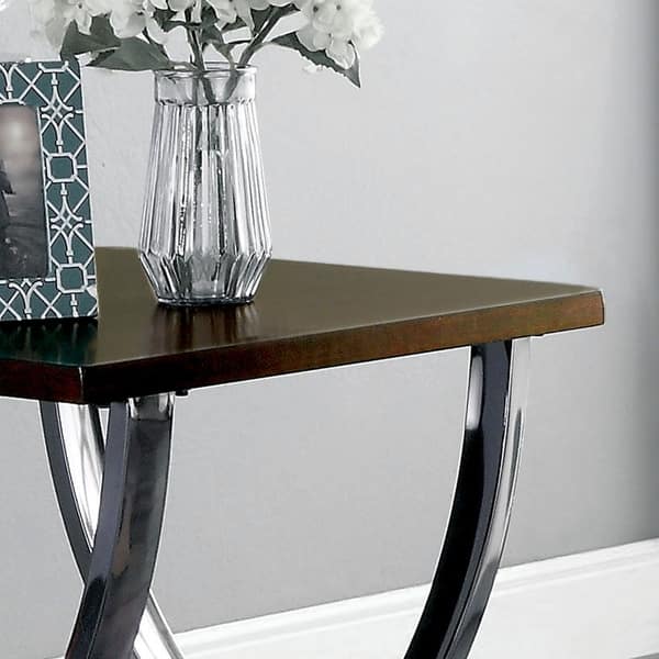 Furniture Of America Look Contemporary Cherry Metal End Table Overstock 23136324