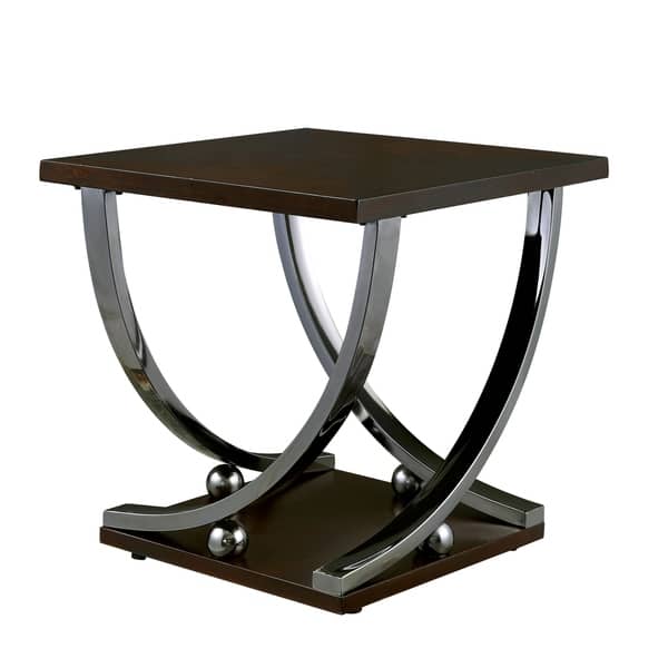 Furniture Of America Look Contemporary Cherry Metal End Table Overstock 23136324