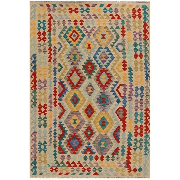 Handmade Vegetable Dye Kilim Wool Rug (Afghanistan) - 5'7 x 8'1