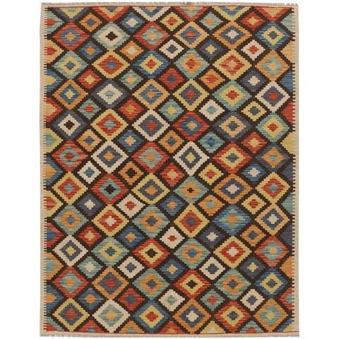 Handmade One-of-a-Kind Vegetable Dye Kilim Wool Rug (Afghanistan) - 5' x 6'5