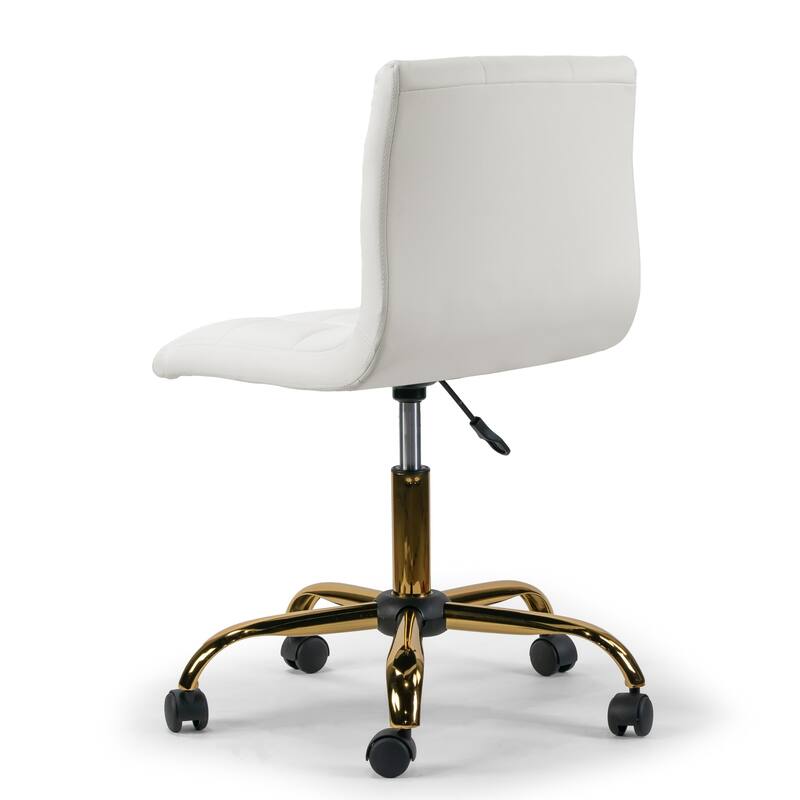 Aman Cream Adjustable Height Swivel Office Chair w/ Golden Wheel Base