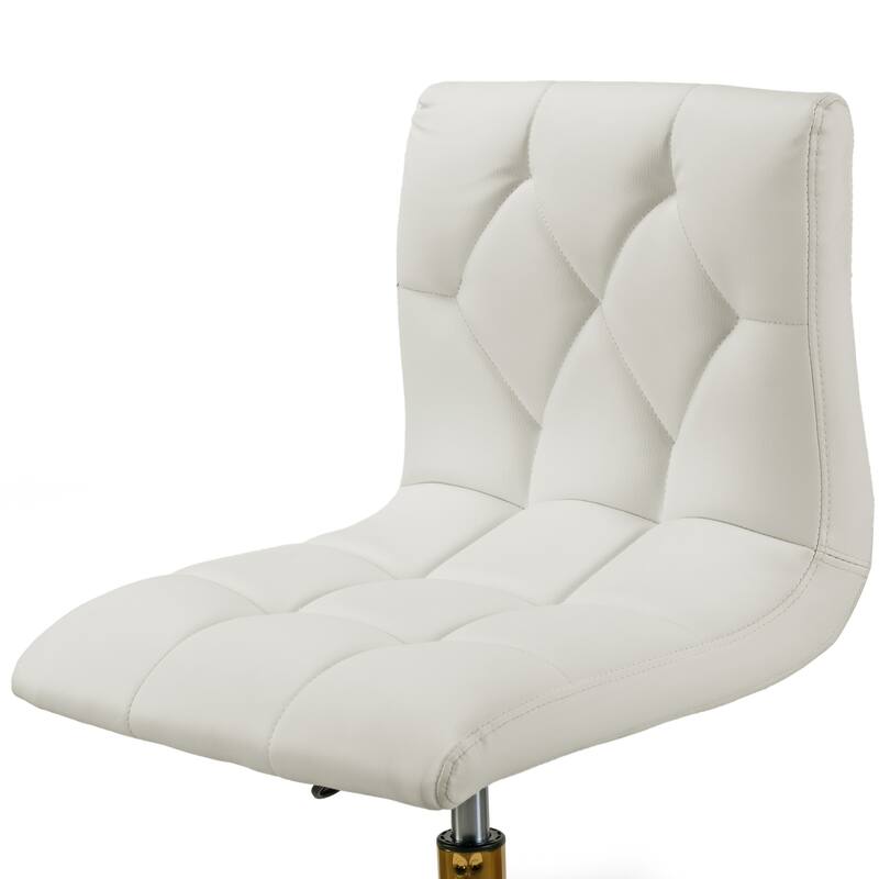 Aman Cream Adjustable Height Swivel Office Chair w/ Golden Wheel Base