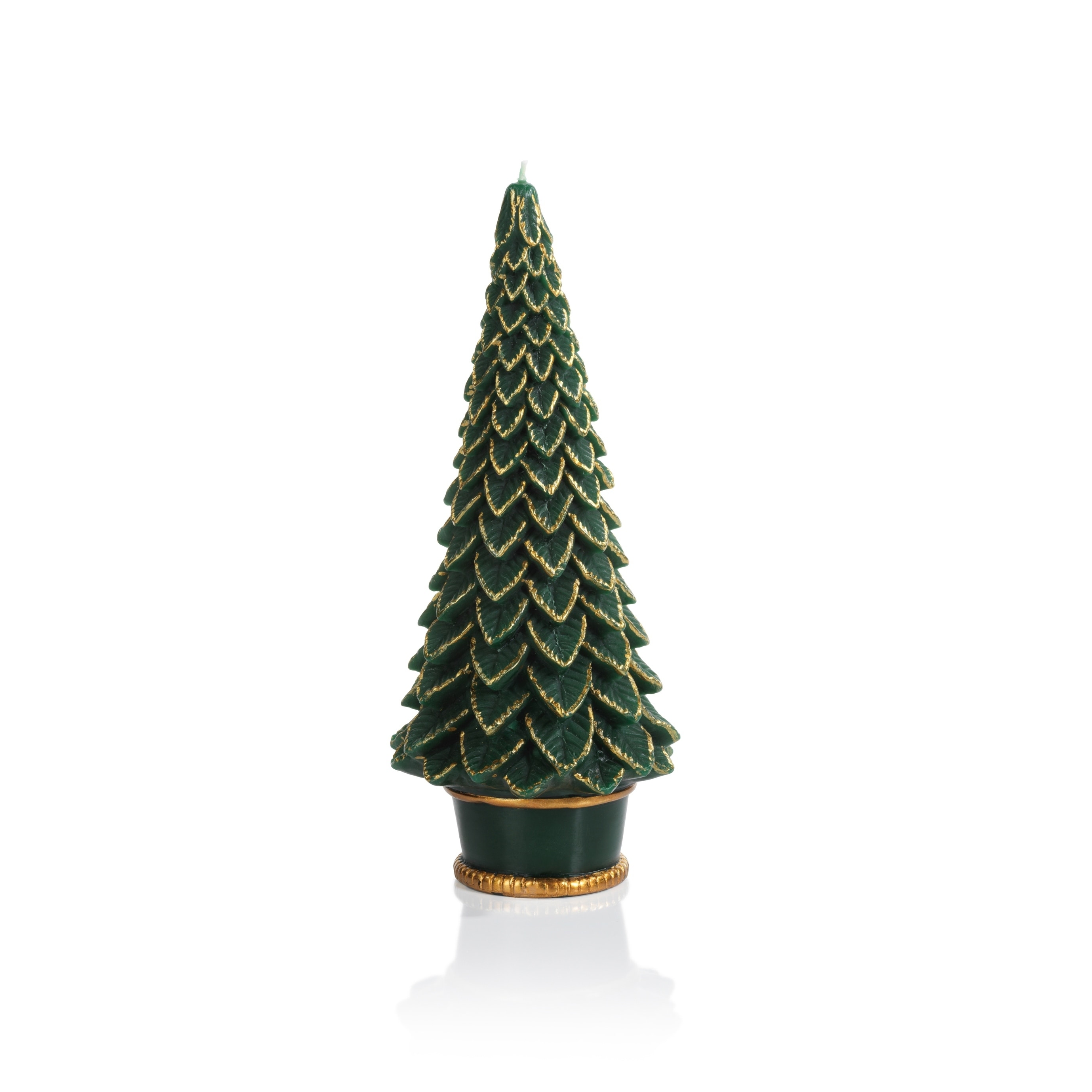 Shop 10 5 Tall Wax Gold Trim Christmas Tree Candle Green Set Of 2 Overstock 23136623