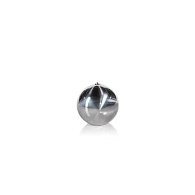 4" Tall "Titanium" Wax Ball Candles, Silver (Set of 3)