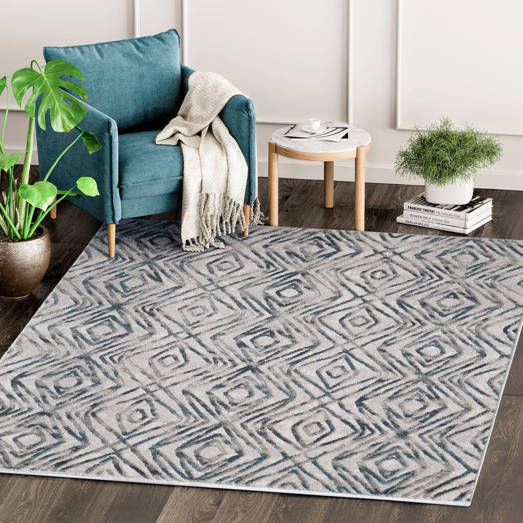 Modern Vista Grey Indoor Rectangle Rug