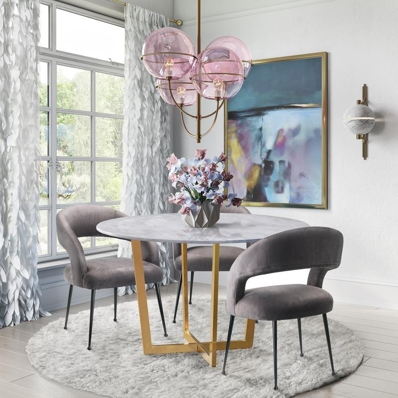 single pink dining chair