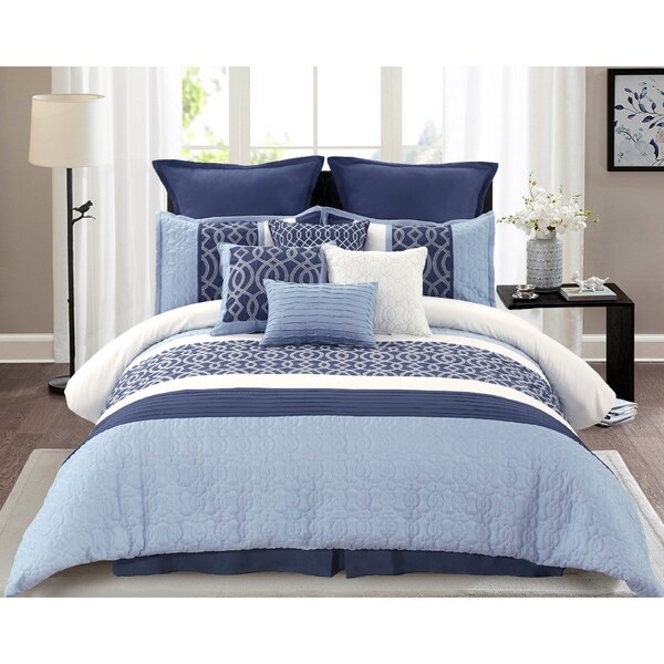 Shop Belinda Embellished Comforter Set King In Blue Ships To
