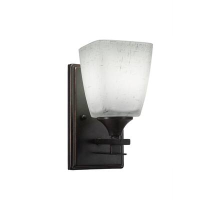 Uptowne 1 Light Wall Sconce Shown In Dark Granite Finish With 4.5" White Muslin Glass