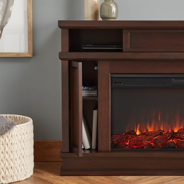 Shop Torrey Electric Fireplace In Dark Walnut Free Shipping