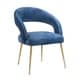 preview thumbnail 3 of 4, Rocco Navy Slub Velvet Single Dining Chair