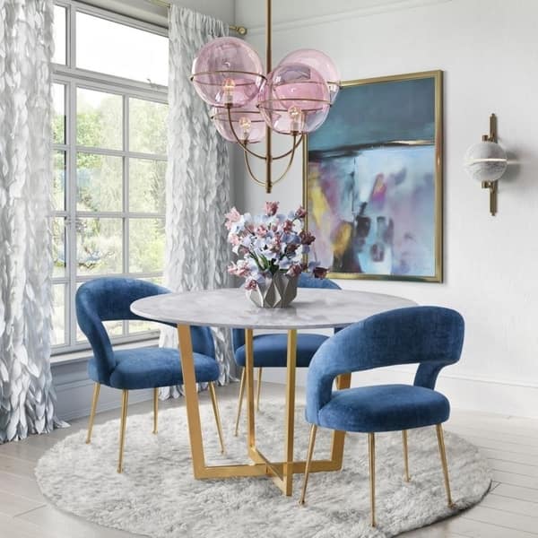 slide 2 of 6, Rocco Navy Slub Velvet Single Dining Chair