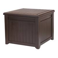 Keter Cube 55 Gallon Wood Look Deck Box Storage Table