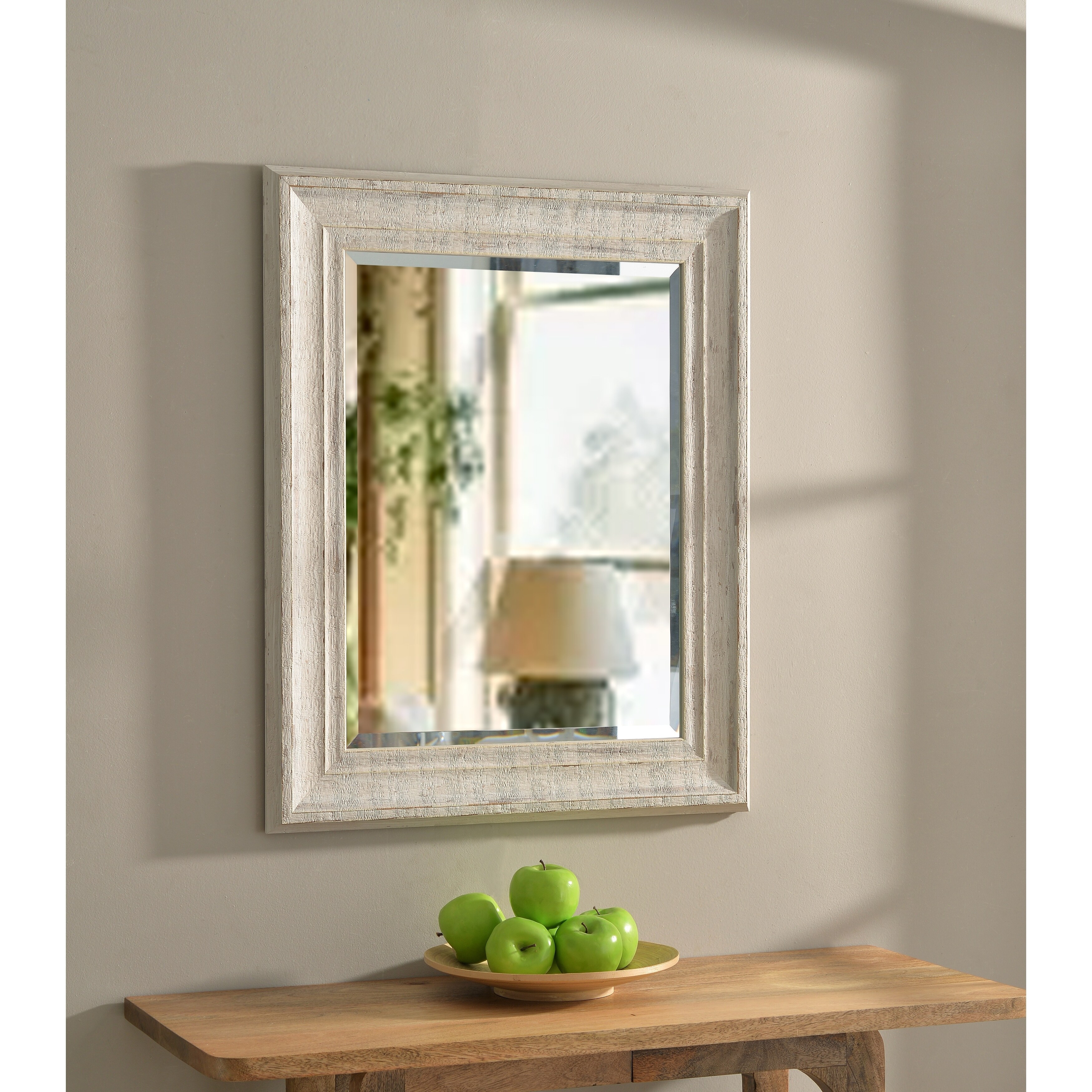 Hunter 31 Inch Distressed White Wood Wall Mirror Overstock 23138223