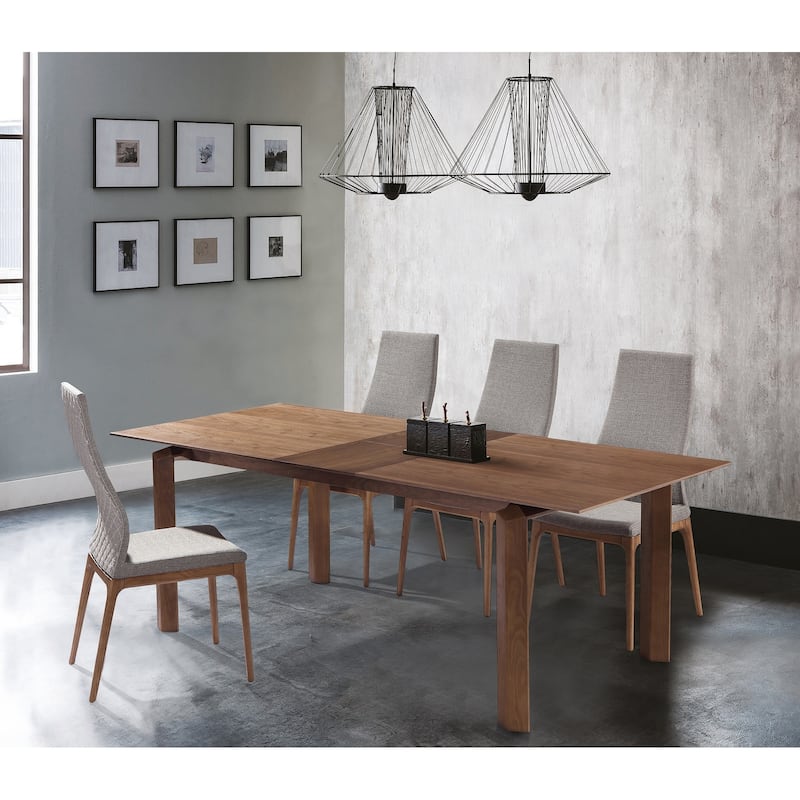 Armen Living Parker Mid-Century Walnut Wood 5 Piece Dining Set