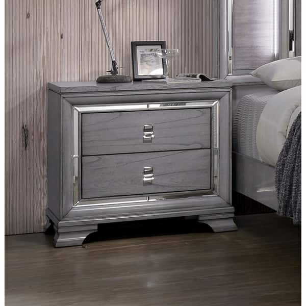 Shop Furniture Of America Taia Contemporary Grey Solid Wood Nightstand Overstock 23138453