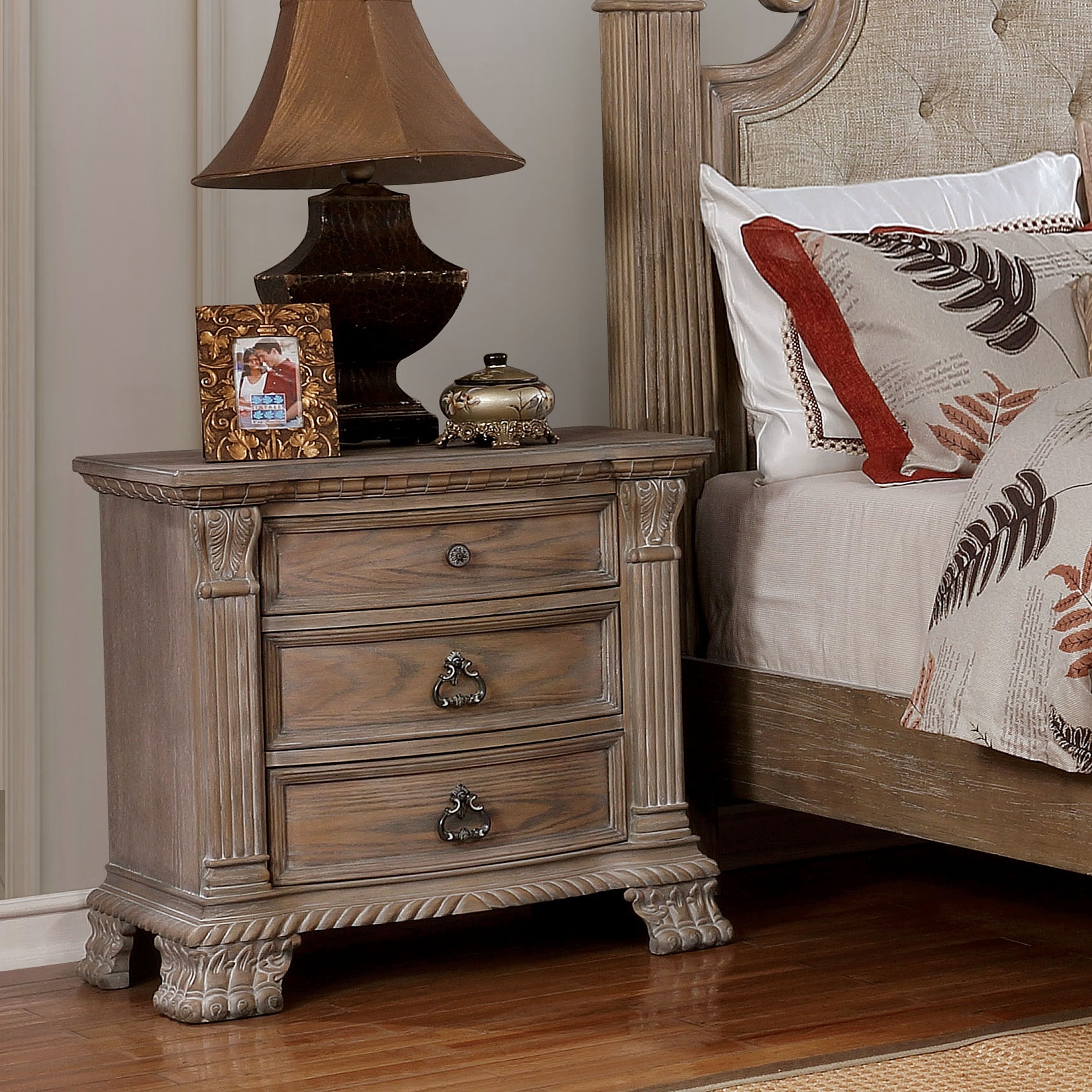 Shop Furniture Of America Jaza Traditional Brown Solid Wood Nightstand Overstock 23138459