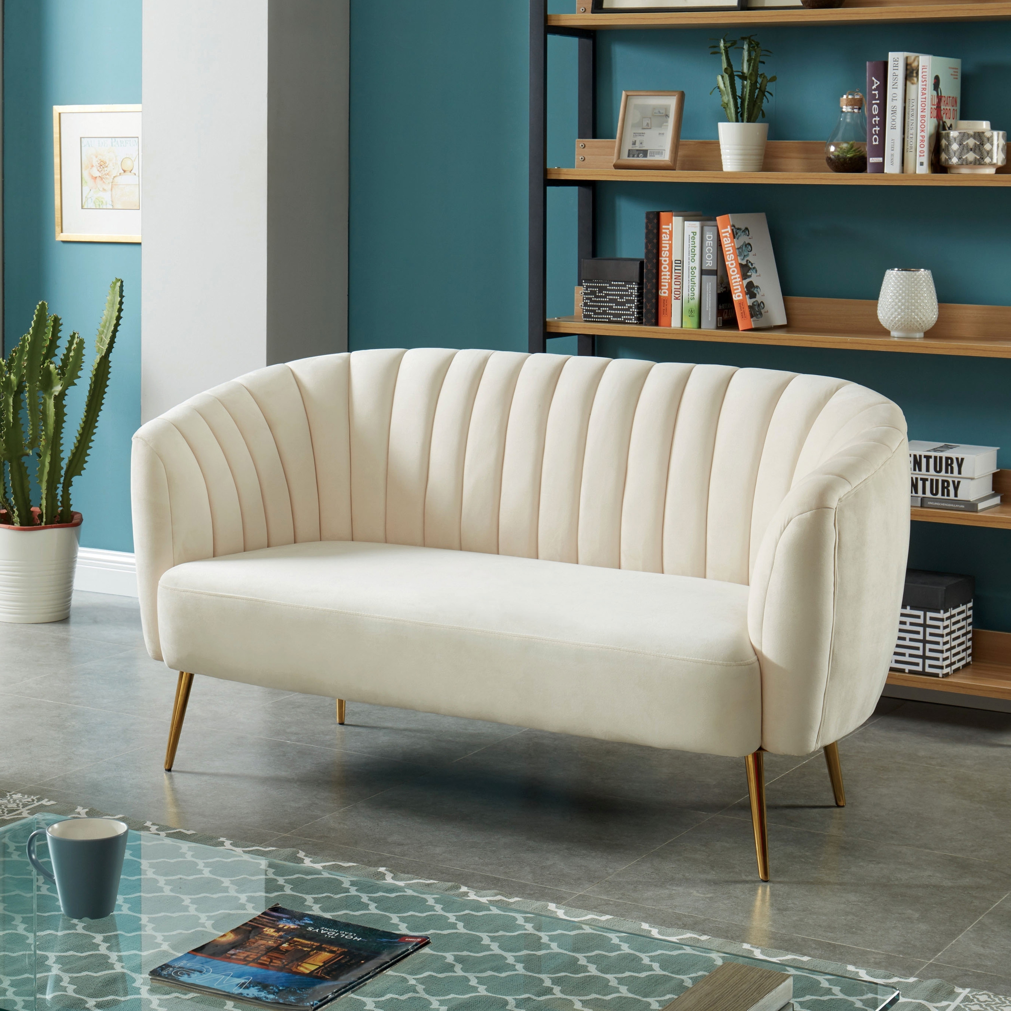 Albany Contemporary Velvet Microfiber Tufted Love Seat by