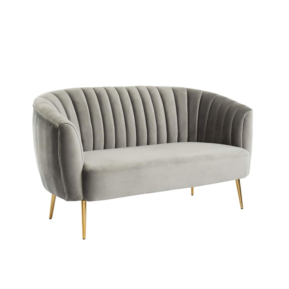 Albany Contemporary Velvet Microfiber Tufted Love Seat by Silver Orchid