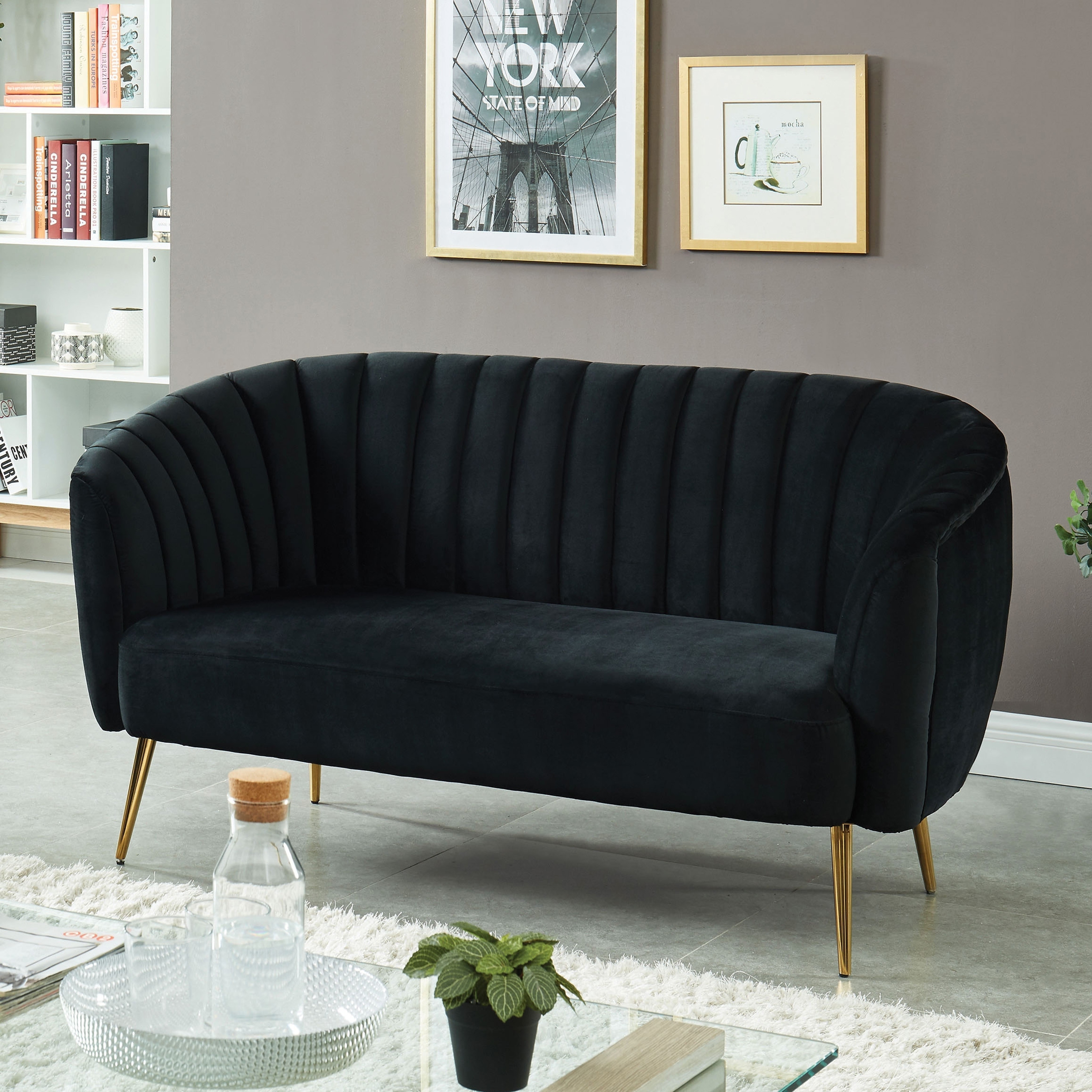 Albany Contemporary Velvet Microfiber Tufted Love Seat by