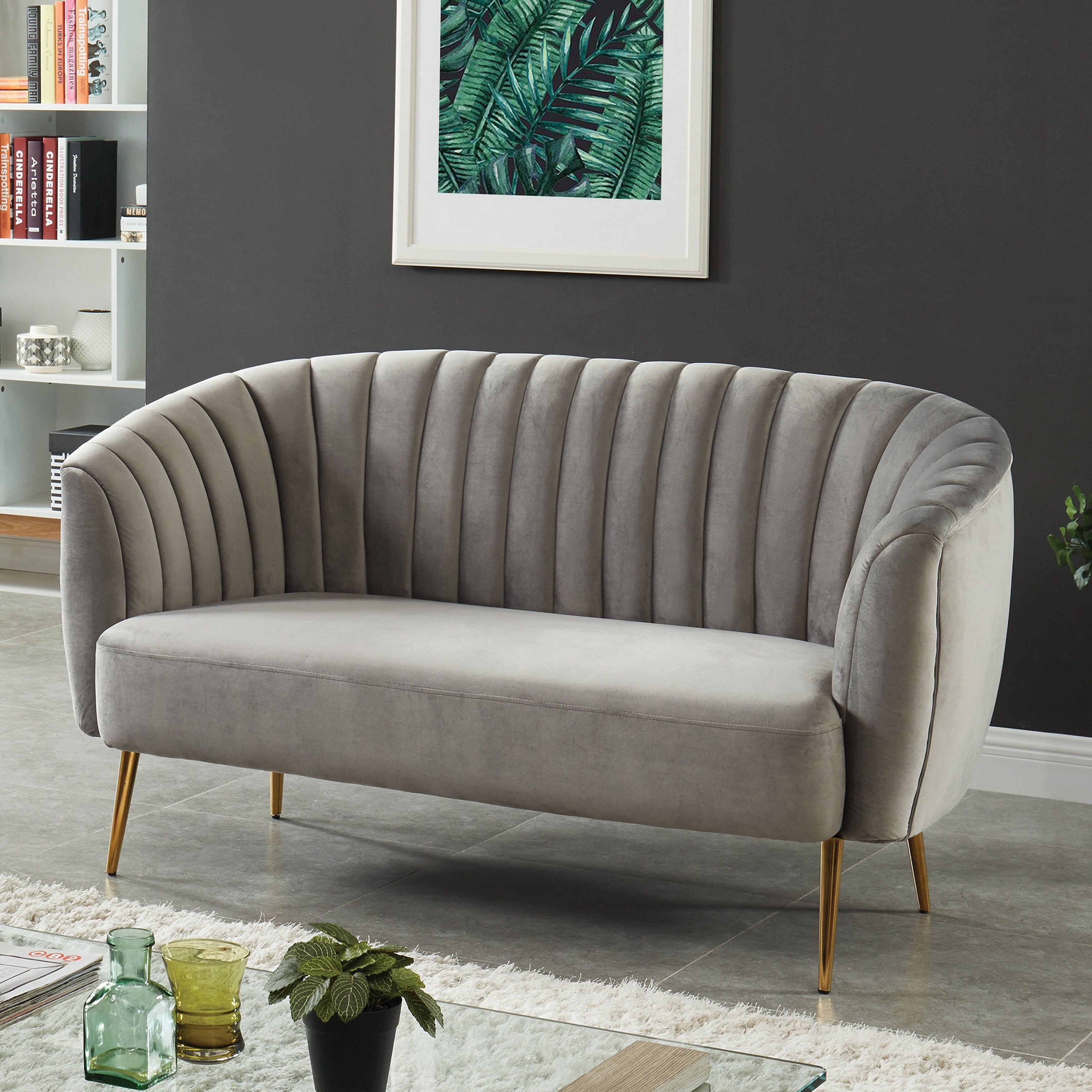 Albany Contemporary Velvet Microfiber Tufted Love Seat by