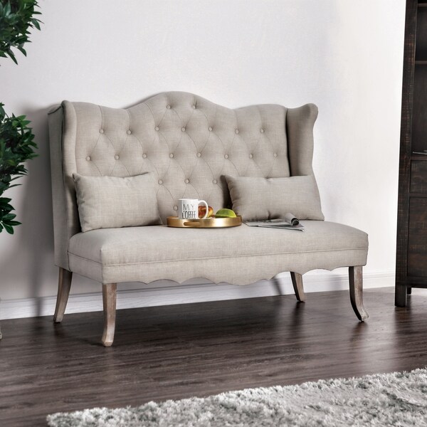 Shop Copper Grove Cherkva Tufted Wingback Loveseat Bench On Sale