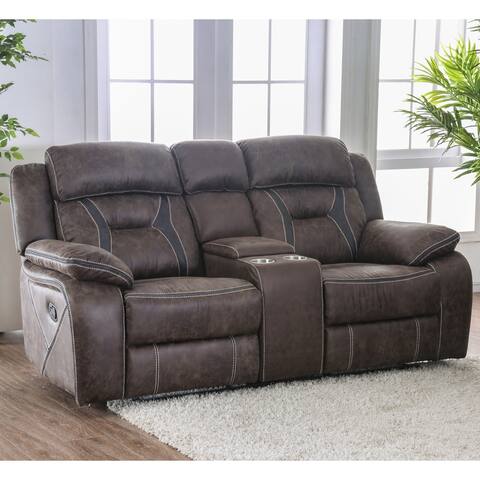 Furniture of America Cerr Traditional Brown Fabric Reclining Loveseat