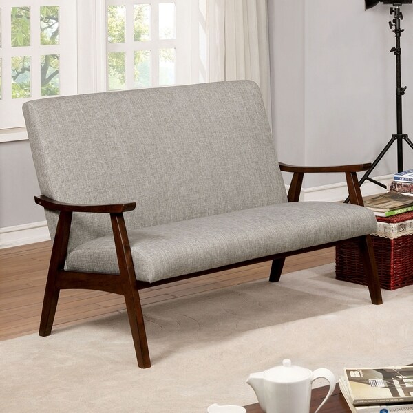 Shop Furniture of America Eli MidCentury Modern Fabric Loveseat Bench