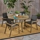 preview thumbnail 1 of 6, Lockett Outdoor Acacia Wood 5 Piece Round Dining Set with Mesh Seats by Christopher Knight Home