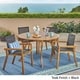 preview thumbnail 6 of 6, Lockett Outdoor Acacia Wood 5 Piece Round Dining Set with Mesh Seats by Christopher Knight Home