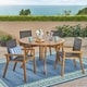 preview thumbnail 5 of 6, Lockett Outdoor Acacia Wood 5 Piece Round Dining Set with Mesh Seats by Christopher Knight Home
