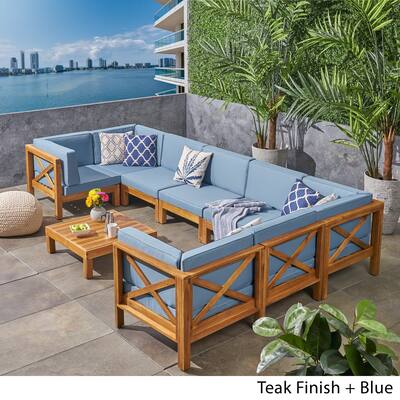 Brava Acacia Wood Outdoor Sectional Sofa by Christopher Knight Home