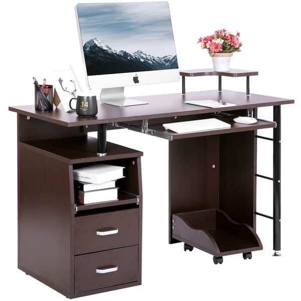 Shop Modernluxe Computer Desk Table Workstation With Two Drawers